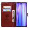 For Xiaomi Redmi Note 8 Pro Rose Embossed Horizontal Flip PU Leather Case, with Holder & Card Slots & Wallet(Brown)