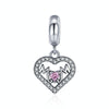S925 Sterling Silver Pendant Heart-shaped Hollow I love Mother Beads DIY Bracelet Necklace Accessories