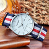 CAGARNY 6865 Concise Style Ultra Thin Waterproof Quartz Wrist Watch with Striped Nylon Band