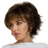 WIG-396 Ladies Fluffy Short Curved Head Set Chemical Fiber Wig(Black Brown+Gold Yellow)