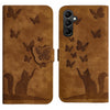 For Samsung Galaxy A56 5G Butterfly Cat Embossing Flip Leather Phone Case(Brown)