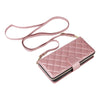 For Samsung Galaxy S25 5G Crossbody Rhombic Zipper Tower Buckle Leather Phone Case with Lanyard(Rose Gold)