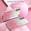 For Samsung Galaxy S21+ 5G Gradient Glitter Flower All-inclusive Phone Case(Pink)