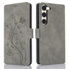 For Samsung Galaxy S23+ 5G Dreamy Butterfly Love Flower Embossed Leather Phone Case(Grey)