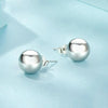 S925 Sterling Silver Platinum Plated Spherical Women Earrings, Size: S