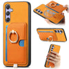 For Samsung Galaxy A54 5G Retro Cross Leather Ring Side Insert Card Bag MagSafe Phone Case(Yellow)