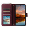 For Samsung Galaxy S24 FE 5G Nine-card Slots Zipper Wallet Bag Leather Phone Case(Wine Red)