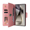 For Samsung Galaxy S25 Ultra 5G Rivet Buckle 9 Cards Three Fold Leather Phone Case(Rose Gold)
