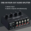 1-In 4-Out Front Stereo Signal Amplifier, Independent Output Volume Adjustment RCA Interface No Loss  Allocator, US Plug