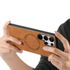 For Samsung Galaxy S25+ 5G Solid Color Retro Magsafe PU Back Cover Phone Case(Brown)
