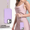 For iPhone 12 Double Flap Zipper RFID Leather Phone Case with Short Lanyard(Light Purple)