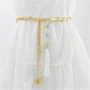 Women Metal Waist Chain Belt Skirt Accessories with Tassel(White)