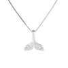 S925 Sterling Silver Fish Tail Necklace Girls Jewelry Whale Tail Necklace(White Gold)