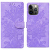 For iPhone 11 Pro Lace Floral Embossed Magnetic Buckle Leather Phone Case(Purple)