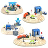 Multifunctional Wooden Police Station Road Track Set Baby Assembling Building Blocks Educational Early Education Toys
