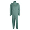 Ladies Spring And Autumn Casual Sports Street Fleece Sweatshirt Set XXL(Green)