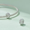 BSC741 S925 Sterling Silver Plated White Gold Zircon Flower Hollow Pattern Bracelet Beads