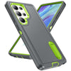 For Samsung Galaxy S25 Ultra 5G Rugged PC Hybrid Silicone Phone Case with Holder(Grey+Fresh Green)