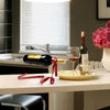 Metal Ribbon Suspended Wine Bottle Holder Home Desktop Decorative Ornaments(Red)
