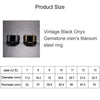 Europe and America Style Punk Gothic Retro Black Onyx Gemstone Men Titanium Steel Ring, US Size: 9, Diameter: 19mm, Perimeter: 59.8mm(Gold)