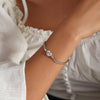 S925 Sterling Silver Heart Moonstone Bracelet Women Jewelry, Size:19cm