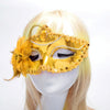 Halloween Masquerade Party Dance Plating Side Flower Feather Venice Princess Mask (Gold)