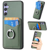 For Samsung Galaxy S25+ 5G Carbon Fiber Card Wallet Ring Phone Case(Green)