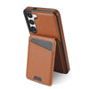 For Samsung Galaxy S23+ 5G Skin Feel Detachable Card Bag Magsafe Phone Case(Brown)