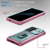 For Samsung Galaxy S25+ 5G Sliding Camshield TPU Hybrid PC Phone Case with Holder(Green+Pink)