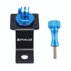 PULUZ Aluminum Alloy Motorcycle Fixed Holder Mount with Tripod Adapter & Screw for GoPro, Insta360, DJI and Other Action Cameras(Blue)