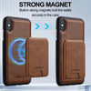 For iPhone XS / X LC.IMEEKE L3 Series Detachable RFID Card Bag Magsafe Phone Case(Brown)