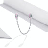 S925 Sterling Silver Pink Heart Safety Chain DIY Bracelet Necklace Accessories