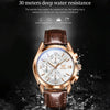 OLEVS 2872 Men Three Eyes Six Needles Chronograph Waterproof Quartz Watch(White + Rose Gold)