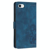 For iPhone SE 2022 / 2020 Tulips Embossed Leather Phone Case with Lanyard(Blue)