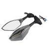 Motorcycle Modified Rear View Mirror Set with Light for Kawasaki (Carbon Fiber Black)