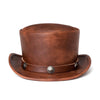 Retro Style PU Leather Round Top Magic Hat Gentleman Party Bow Hat, Size: One Size(Brown)