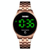 SKMEI 1579 Simple Touch Screen LED Luminous Stainless Steel Electronic Watch, Color: Rose Gold