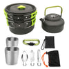 Outdoor Supplies Camping Portable Teapot Set Pot Set(Green Handle)