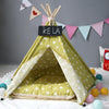 Yellow Canvas Pet Tent Bed, Medium 50x50x60cm - Cat & Dog