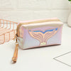 PU Laser Fishtail Portable Large Capacity Makeup Toiletries Bag(Light Pink)