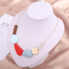 Colorful Resin Beads Statement Necklace Women Multicolor Wood Necklaces Pendants(Red)
