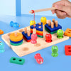 2-in-1 3D Magnetic Fishing Column Shape Matching Wooden Toys,Style: CC