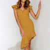Sleeveless Ruffled Slim Backless Sexy Dress, Size: L(Yellow)