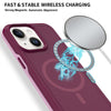 For iPhone 14 Shockproof MagSafe Armor PC Hybrid TPU Phone Case(Wine Red+Light Pink)