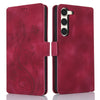 For Samsung Galaxy S23 5G Dreamy Butterfly Love Flower Embossed Leather Phone Case(Red)