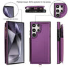 For Samsung Galaxy S24 Ultra 5G Double Flap Zipper RFID Leather Phone Case with Short Lanyard(Dark Purple)