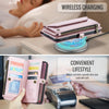 For Samsung Galaxy S25+ 5G CaseMe C36 Card Slots Zipper Wallet RFID Anti-theft Leather Phone Case(Pink)