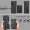 For Samsung Galaxy Z Fold4 Zipper Wallet Split MagSafe Leather Back Phone Case(Black)