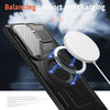 For Samsung Galaxy S22 Ultra 5G Shield Frame Holder MagSafe Phone Case(Black)