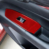 Car Carbon Fiber Window Glass Lift Panel Decorative Sticker for Mazda CX-5 2017-2018, Left Drive (Red)